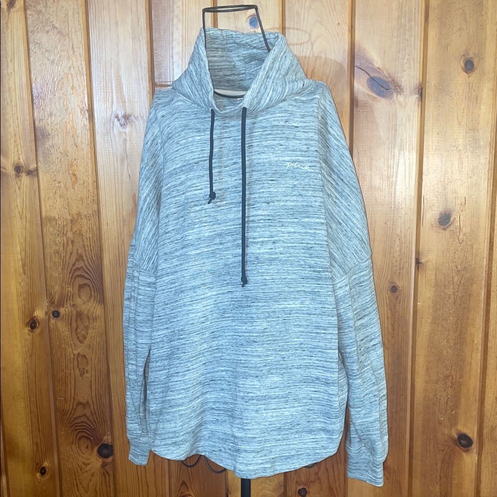 PINK Victoria's Secret Heather Gray Hoodie cowl neck Size small large logo warm